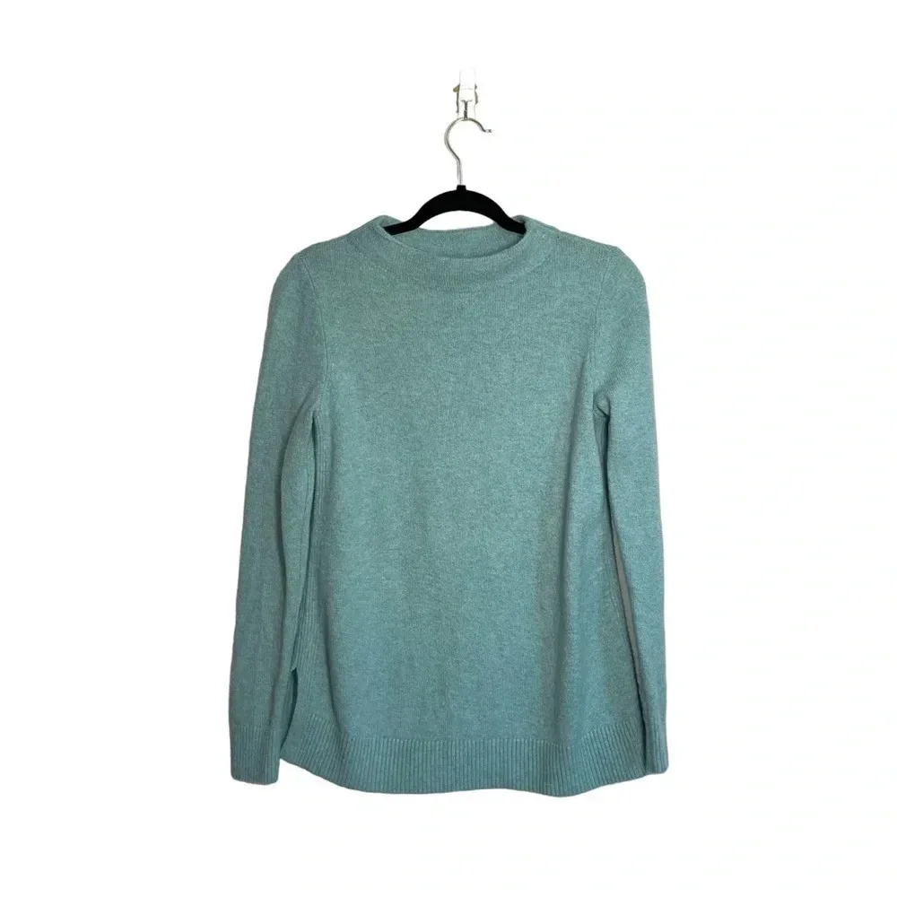 LOFT Aqua Mock Neck Wool Blend Plush Yarn Pullover Sweater Small Women’s